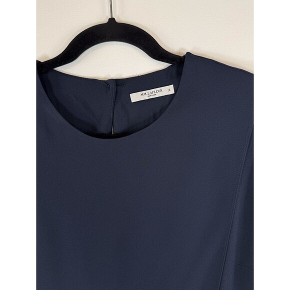 MM.LaFleur Womens Top Blue The Bourgeois Blouse Asymmetrical 3/4 Sleeve Small - Picture 4 of 12